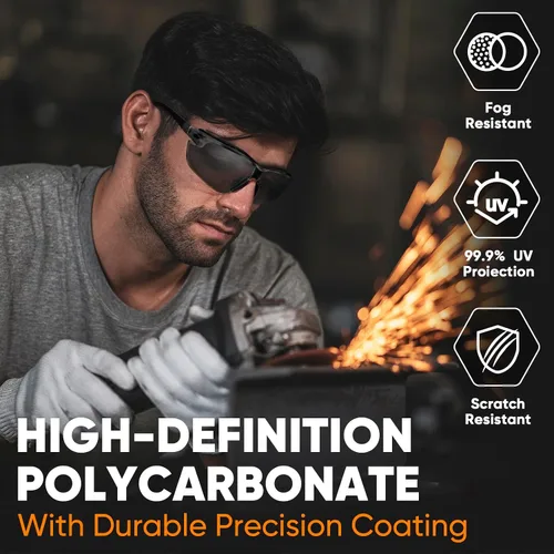 Miniatura 5 de TICONN Gafas de seguridad antivaho para hombres y mujeres, gafas protectoras ANSI Z87.1 a prueba de rayones con brazos ajustables y protección UV