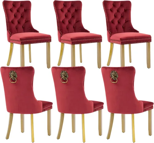 Miniatura 11 de Shenyon Juego de 2 Sillas de Comedor de Terciopelo Gris, Sillas de Comedor Tapizadas con Ribete de Anilla Trasera y Patas de Madera Maciza, Sillas