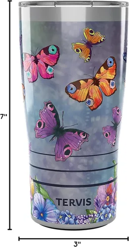 Miniatura 9 de Tervis Traveler Traveler Butterfly Garden - Vaso aislado de triple pared para viaje mantiene las bebidas frías y calientes, 20 onzas, acero