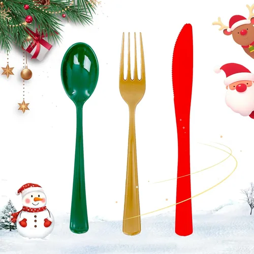 Miniatura 18 de WDF 180 cubiertos de plástico plateado – cubiertos de plástico plateado – cubiertos de plástico elegante resistente – 60 tenedores, 60 cuchillos, 60