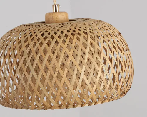 Miniatura 5 de Lámpara colgante de bambú con enchufe con cordón tejido de 14 pies hecho a mano, interruptor regulable, lámpara colgante de cesta boho para Natural-4