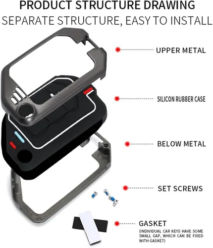 Miniatura 7 de Funda de aleación de zinc compatible con Wrangler JL JLU Gladiator JT Rubicon Remote Flip Key