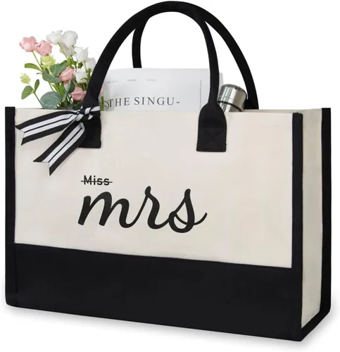 Miniatura 6 de TOPDesign Canvas Tote Bag, Bridal Shower Gifts for Bride, Wedding Bachelorette Bride Gifts Shoulder Bag