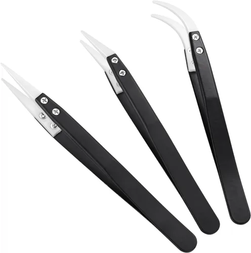 Miniatura 7 de MMOBIEL Pinzas de soldadura de punta de cerámica resistentes al calor 1600c/3000F para reparación de electrónica, joyas, computadora, trabajos