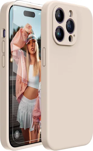 Miniatura 242 de Miracase Funda diseñada para iPhone 13, con protector de pantalla de vidrio templado, forro de microfibra suave antiarañazos, funda de goma