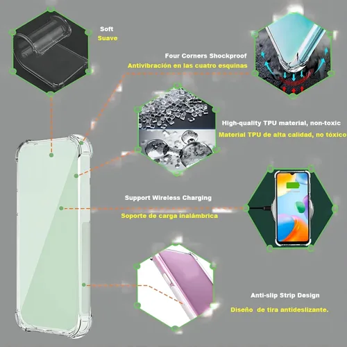 Miniatura 7 de USTIYA Funda para Motorola One Vision Clear TPU Cuatro Esquinas Cubierta Protectora Transparente Suave Funda