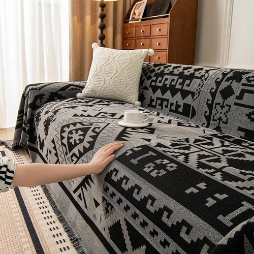 Miniatura 38 de ROOMLIFE Manta Funda Azteca Bohemia para Sofá, Decoración del Hogar Estilo Granja, Fundas de Sofá para Loveseat, Sofás de 2/3 Cojines, Apta
