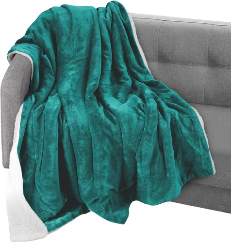 Miniatura 31 de Elegant Comfort Manta reversible de franela sherpa, ultrasuave, mullida, acogedora y afelpada, manta decorativa ligera para todas las estaciones, 50