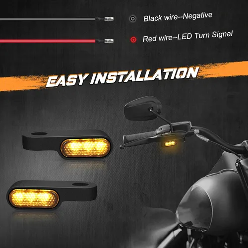 Miniatura 4 de NTHREEAUTO Luces intermitentes LED mini para manillar, luz marcadora delantera para motocicleta, compatible con Honda Shadow Harley Dyna Sportster