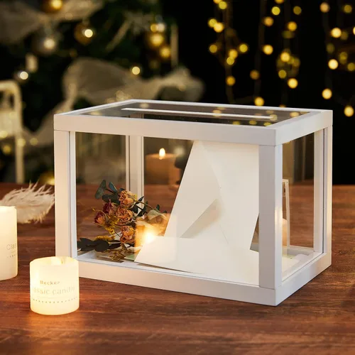 Miniatura 2 de AW BRIDAL Caja de tarjetas de boda de acrílico para recepción, 10.5 x 7 x 7 pulgadas, caja de regalo de vidrio transparente para cumpleaños, fiesta