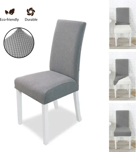 Miniatura 2 de PETCUTE Fundas elásticas para sillas de comedor, fundas elásticas antideslizantes para sillas de comedor, color gris, paquete de 2