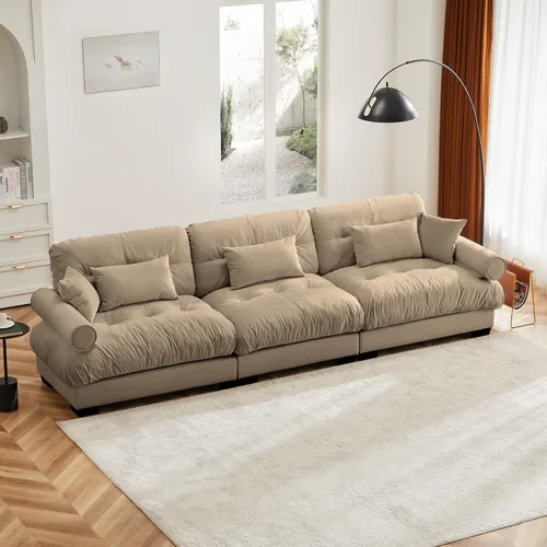 Miniatura 25 de Otomana beige para sofá modular modular, sofá individual, asiento otomano para sofá modular convertible, sofás de terciopelo para sala de estar