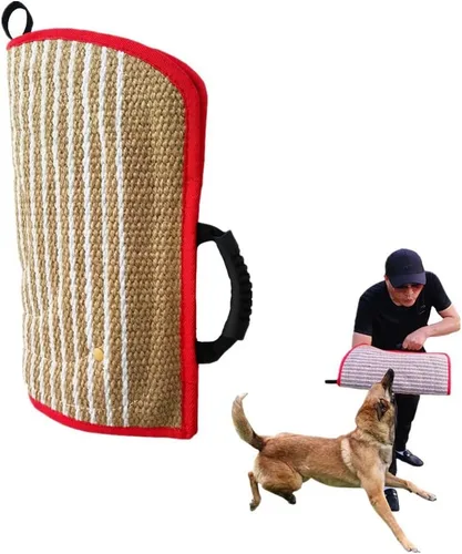 Miniatura 8 de Manga de mordedura de perro, brazo de entrenamiento, yute, masticable, juguete para K9, trabajo perro, pitbull, pastor alemán, cachorro, perros Negro