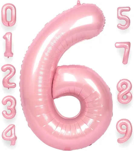 Miniatura 25 de Globo Número 0 de 40 Pulgadas para Niño o Niña Rosa Grande 0-9 Papel de Aluminio Mylar Grande Globo Número 0 Feliz Cumpleaños 0 Fiesta Aniversario