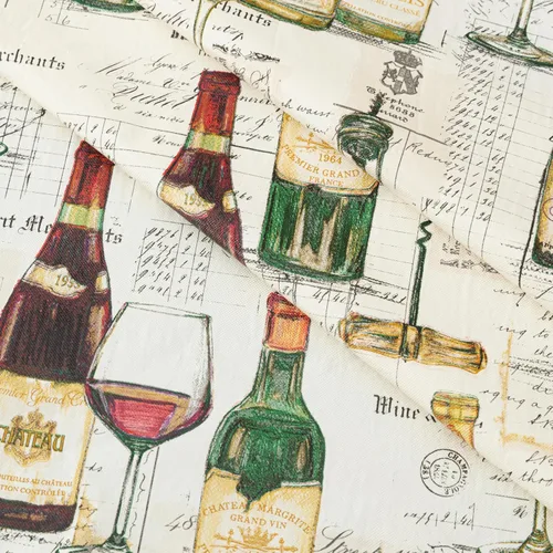 Miniatura 8 de Newbridge Mantel de vinilo con parte trasera de franela con impresión de cata de vinos, diseño de botellas de vino francesas y comerciantes