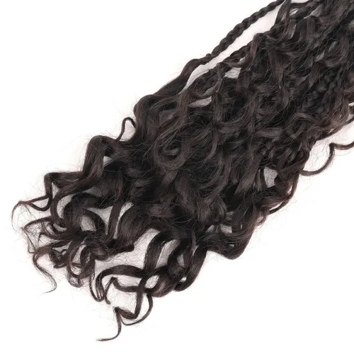 Miniatura 6 de LMZIM 18 Pulgadas Trenzas de Caja Bohemias 8 Paquetes Trenzas de Caja de Diosa Bohemia Cabello de Ganchillo con Puntas Rizadas Cabello de Ganchillo