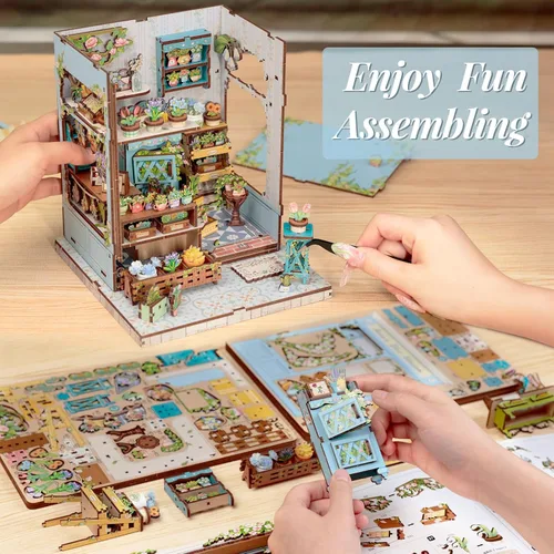 Miniatura 3 de Kit de Rincón de Libros, Kits de Casa en Miniatura DIY para Adultos y Adolescentes, Casa de Muñecas Pequeña Booknook Casa de Jardín Estantería