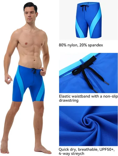 Miniatura 4 de Runhit Swim Jammers for Men, UPF 50+ Men's Athletic Swimwear Jammers, Endurance Swimsuit for Training Racing