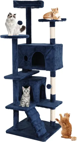 Miniatura 9 de Árbol para gatos de 70 pulgadas para gatos de interior, condominio de varios niveles con caja de arena, postes rascadores para gatos