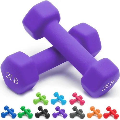 Miniatura 30 de Portzon Mancuernas con Pesos 10 Opciones de Colores Compatibles con Juego de 2 Mancuernas de Neopreno, 1-15 Libras, Antideslizantes, No se Ruedan