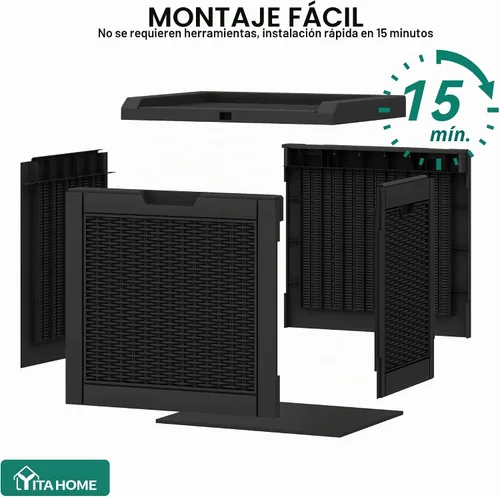 Miniatura 5 de YITAHOME Caja de cubierta de 32 galones, almacenamiento de resina con tapa con cerradura y asas laterales, contenedor pequeño