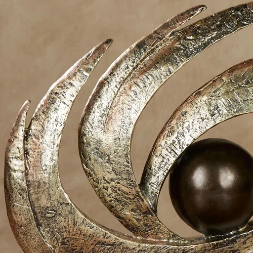Miniatura 4 de Touch of Class Movimiento Terrestre Contemporáneo – Oro Envejecido – Escultura de Mesa Arte Decorativo – Estética Abstracta Moderna, Diseño