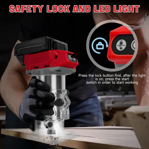 Miniatura 6 de Enrutador compacto inalámbrico para batería Milwaukee de 18 V, enrutador recortador sin escobillas de 800 W con 5 velocidades variables, 30000 RPM