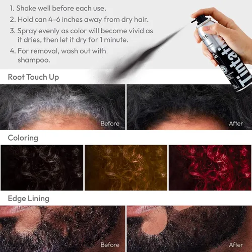 Miniatura 7 de Red by Kiss Tintation Spray de color temporal para el cabello, cobertura instantánea de retoque de raíces grises, resistente al agua y a las Negro