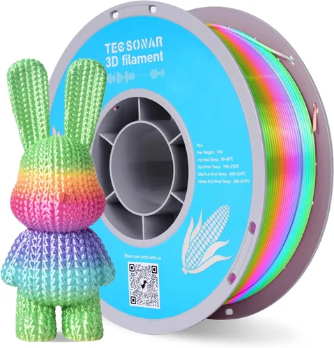 Miniatura 12 de Crystal Rainbow - Paquete de filamentos para impresora 3D de ácido poliláctico (PLA), 10 rollos, carrete de 2.2 libras, filamento degradado de 0.069
