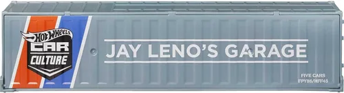 Miniatura 6 de Hot Wheels Set de contenedores del garaje de Jay Leno, 5 coches premium a escala 1:64 en contenedor coleccionable, Metal/Metal y Realriders, regalo