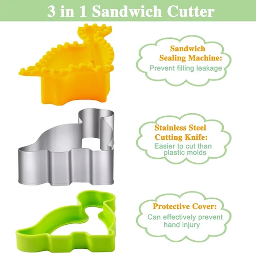 Miniatura 4 de Cortador de sándwiches para el almuerzo de los niños, 22 piezas (GRANDE), máquina de sándwiches de Nifogo y juego de cortadores de galletas