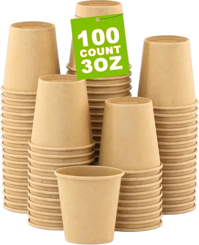 Miniatura 13 de Paquete de 100 tazas de café desechables de 8 onzas, tazas de papel desechables de color marrón a granel, tazas de café para té caliente, chocolate