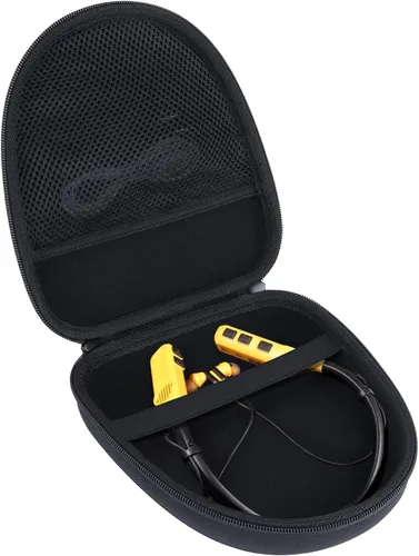 Lebakort Funda de almacenamiento compatible con auriculares DEWALT resistentes 2 en 1 con banda para el cuello (funda negra)