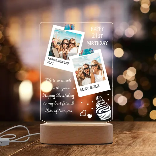 Miniatura 21 de Regalo especial de Navidad, lámpara de luz nocturna personalizada, fotos en placa acrílica, regalo para papá, mamá, regalo para familia, cumpleaños