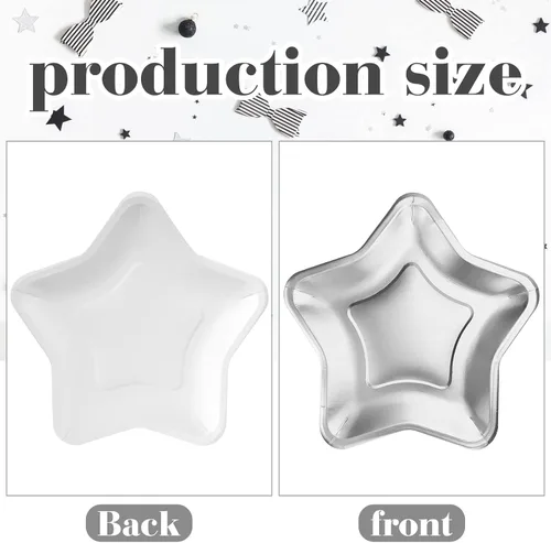 Miniatura 4 de Zuazaor 60 platos de papel en forma de estrella de 9 pulgadas, platos desechables para fiestas, pentagrama, para graduación, Día de la plateado
