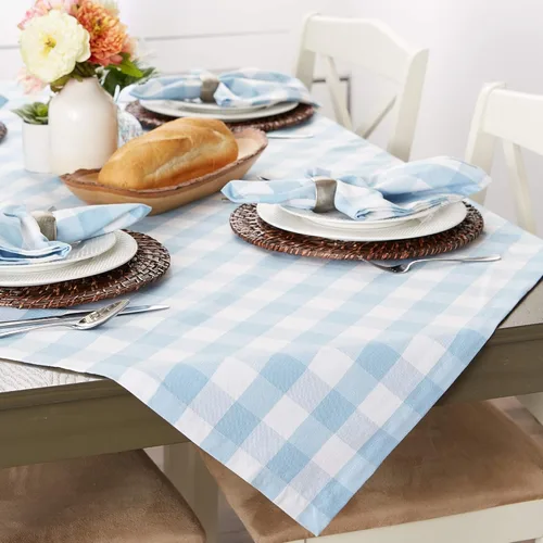 Miniatura 5 de DII Buffalo Check Collection, Mantel Clásico de Granja, Mantel, 60x84, Azul Claro y Blanco