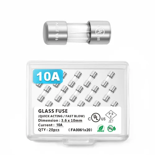 Miniatura 17 de Chanzon (paquete de 10 unidades) con certificación UL de 0.142x0.394 in 0.5A 250V/125V 0.5 Amp F500mAL AGC fusibles de vidrio de soplado rápido