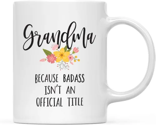 Miniatura 68 de Andaz Press Taza de café de 11 onzas, regalo de broma, tía porque Badass no es un título oficial, gráfico floral, 1 paquete