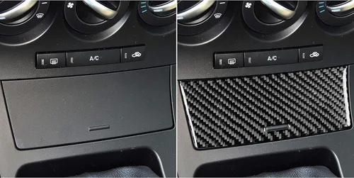 Miniatura 4 de Accesorios de fibra de carbono suave real para interior de coche, panel de cambio de marchas, cubierta de cenicero, calcomanía negra compatible