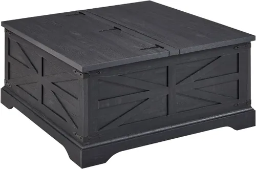 Miniatura 7 de JXQTLINGMU Farmhouse - Mesa auxiliar elevable con gran almacenamiento, mesa cuadrada de madera de 36 pulgadas con compartimento oculto, mesa