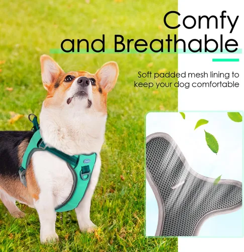 Miniatura 5 de ThinkPet Arnés sin tirones, a prueba de escape, chaleco reflectante para perro, ajustable, transpirable, arnés halter con clip trasero/frontal