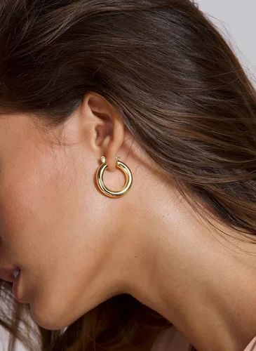 Miniatura 46 de Aretes de aro gruesos de oro para mujer, chapados en oro de 14 quilates, aretes de aro triple, hipoalergénicos, a la moda, aretes de aro gruesos
