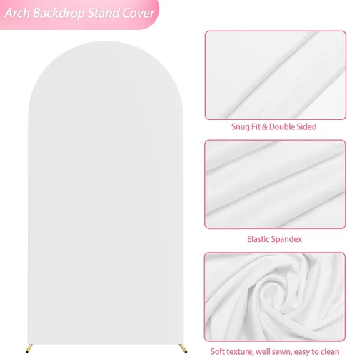 Miniatura 109 de Putros Cubierta de Arco de Boda 6 Pies Beige Spandex Ajustada Parte Superior Redonda Chiara Cubiertas de Soporte de Fondo para Decoración de Bodas