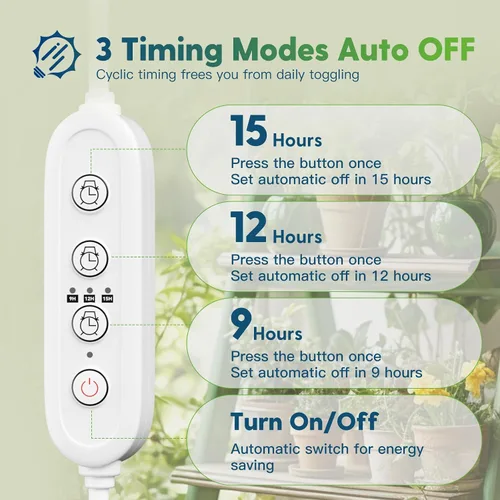 Miniatura 3 de FREELICHT Paquete de 2 luces LED de crecimiento de 4 pies con temporizador, 40 W (equivalente a 250 W), luces de crecimiento de espectro completo