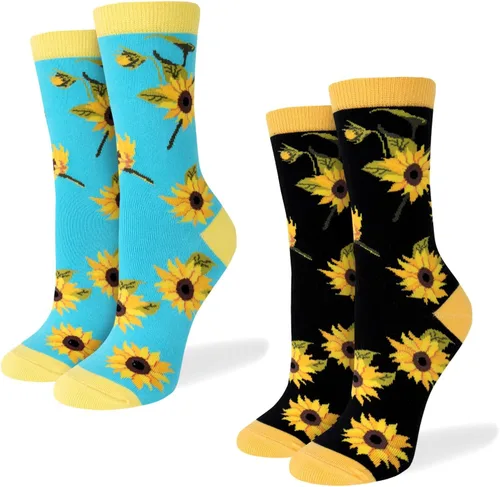 Miniatura 2 de Benefeet Sox Calcetines divertidos para mujer, calcetines de algodón casuales con estampado floral colorido de animales