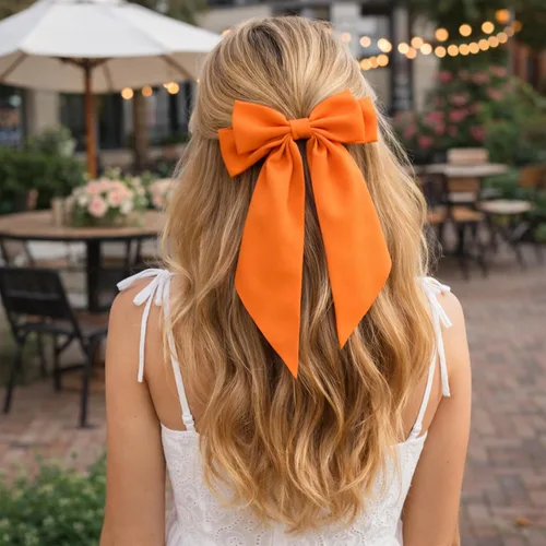 Miniatura 4 de Lazos de neón, 4 lazos grandes de neón para el cabello con colas largas, lazo fluorescente verde lima amarillo verde rosa para niñas, accesorios