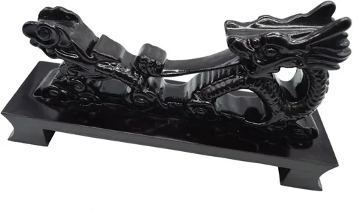 Miniatura 2 de Espada samurái de dragón negro de resina Katana Wakizashi Tanto soporte de exhibición