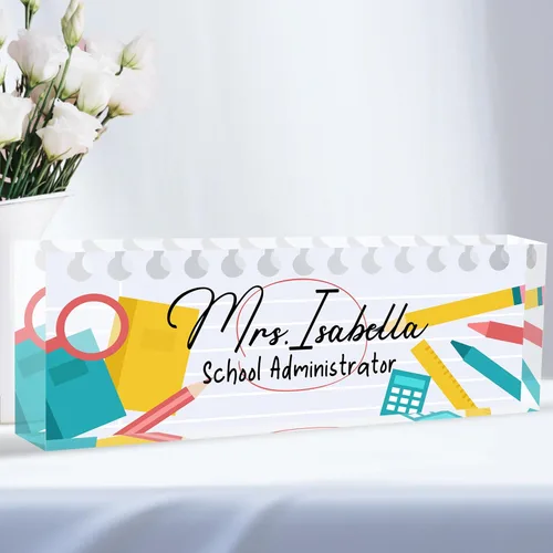 Miniatura 8 de Placa de nombre de escritorio personalizada, placas de identificación acrílicas para escritorio, decoración de oficina, regalos personalizados