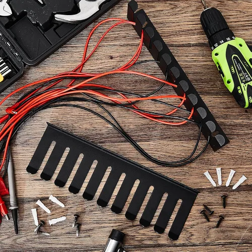 Miniatura 7 de Beeveer Organizador de cables para montaje en pared, 4 unidades, color negro, con 10 ranuras para cables, 0.32 pulgadas de ancho para organizar