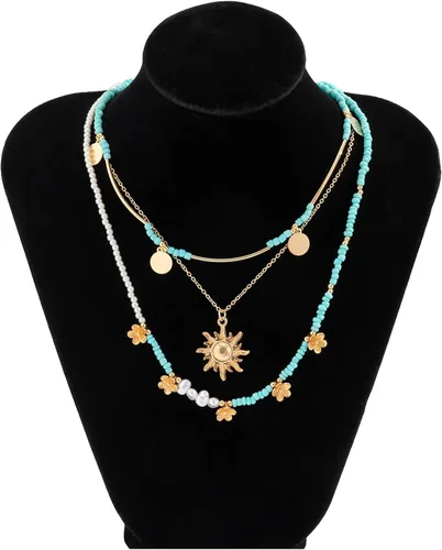 Miniatura 21 de Long tiantian Collares en capas para mujer, joyería occidental para mujer, collar de moneda apilable, collar de país, moderno, bohemio, verano